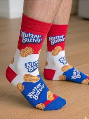 Nutter Butter Peanut Butter Sandwich Cookies men’s crew socks shoe size 6-12